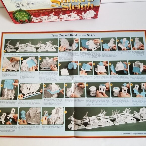 Santa's Sleigh Model Press Out Color in and Play Complete Over 1.2 M Long New - Picture 15 of 15
